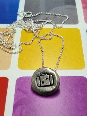 Necklace with vintage Todd Oldham Buttons 90s Silver tone
